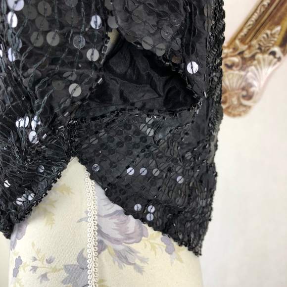NWT vintage Kaasvi silk black butterfly sequin top - Picture 2 of 4